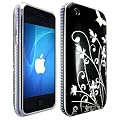 impexo Apple iPhone 3GS 3G Case Cover Skin Pouch Shell Silver Beautiful Pattern Hard Super Slim Clip On Protection + Stylus Pen + Headset -Black