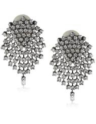 Kenneth Jay Lane Crystal-Color and Gunmetal Cluster Earrings