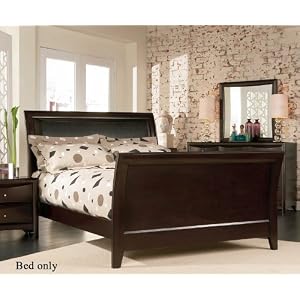 Queen Size Sleigh Bed in Cappuccino Finish by visiondecor Furniture