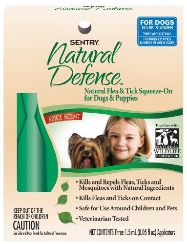 Sentry Natural Defense Natural Flea and Tick Squeeze-On for Dogs and Puppies 15-Pound and under