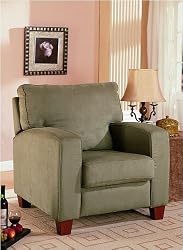 Buy Contemporary Style Olive Green Microfiber Sofa Chair w Wood Legs