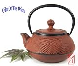 Tetsubin Japanese style Cast Iron red hobnail teapot kettle 0.6 litre