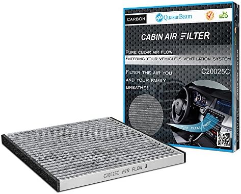 QuasarBeam C20025C Carbon Activated Premium Cabin Air Filter Guard for Lexus, Toyota Models