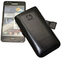 Suncase Ledertasche (Lasche mit R&uuml;ckzugfunktion) f&uuml;r Samsung Galaxy S II (i9100) S2 schwarz