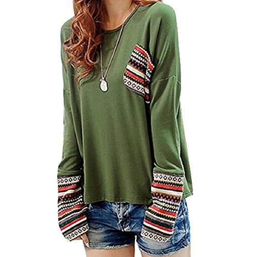 Myobe Women's Long Sleeve with Thumb Holes Shirts Boho Pocket Loose T Shirts