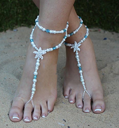 Turquoise Blue Starfish Foot Jewelry,Wedding Starfish Barefoot Sandal,Bridal Starfish Jewelry,Anklet