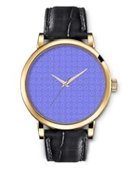SPRAWL Aanalog Fashion Series Gold Ladies Watches of Genuine Black Leather Strap,Unique Wrist Watch for Women Girls Designed with lilac flowers