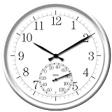 Outdoor Living : Springfield Precision Instruments Decorative White 14" Patio Clock with Thermometer