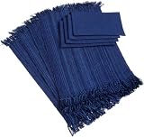 DII Fringe Placemat Table Linen, Nautical Blues, Set of 8