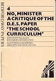 No, minister : a critique of the DES paper The school curriculum