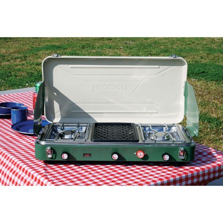 Texsport High Output Dual Burner Piezo Igniter Propane Stove/Grill (Green)