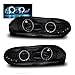 SPPC Projector Headlights Black Assembly Set (CCFL Halo) For Chevrolet Camaro - (Pair) Driver Left and Passenger Right Side Replacement Headlamp
