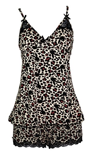 Playboy Sleepwear Womens Shorts & Spaghettie Strap Animal Print Top Leopard Set