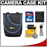 Sony CyberShot Digital Camera Accessory Kit with OSN Compact Digital Camera Case (Black/Blue Trim) + 8GB SD Card for DSC- WX1, S750, S780, S950, S980, W180, W190, TX5, TX7, W310, W330, W350, W370, H55, HX5V and HX1