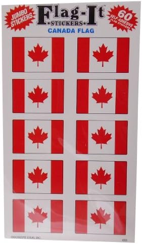 Canadian Flag Self Adhesive Stickers 1"X1.5"-pack 60