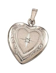 Heart Locket with Diamond Accent in 14k White Gold