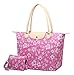 Crest Design Women’s Waterproof Nylon Tote Handbag Top Handle Bag with Wallet 2PCs Purse Set
