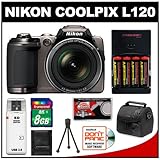 Nikon Coolpix L120 14.1 MP Digital Camera (Bronze) with 8GB Card + Batterie ....