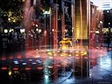 IMAGE OF Illuminated Water Fountain, South Bank, Melbourne, Victoria, Australia Premium Photographic Poster Print by Richard Nebesky, 30x40