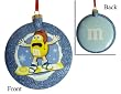 3.5" Yellow M&M Snowboarding Glitter Disc Christmas Ornament