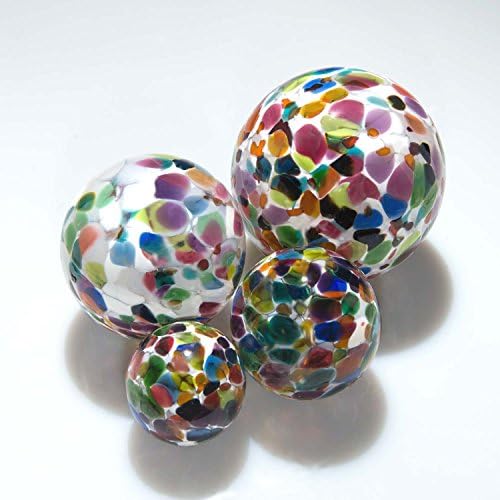 Totally Blown GlassworksPond Float. Handmade Blown Glass, Garden Gazing Ball, Table Centerpiece, Assorted sizes available. Home and Patio Decor. Artist Dehanna Jones. Seattle, WA. (White Rainbow MM)