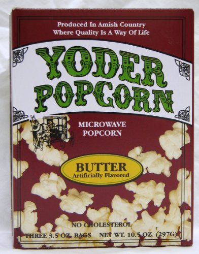 Microwave Butter Popcorn (Yoder's) - Three 3.5 oz Bags