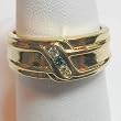 14K Yellow Gold Blue and White Diamond Ring