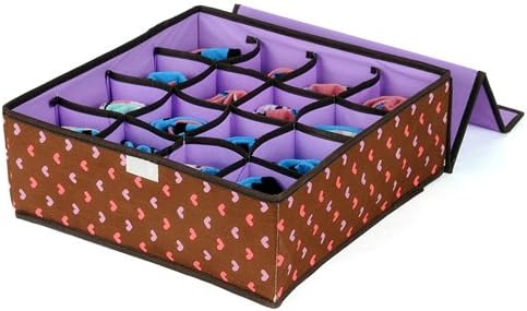 Zebratown Dividers Closet Organizers Sock Underwear Storage Boxes 16 Cell(purple and Coffee)