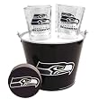 Seattle Seahawks NFL Metal Bucket, Satin Etch Pint Glass & Coaster Set