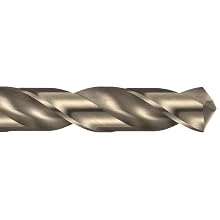 Cleveland 2513 Cobalt Steel Long Length Drill Bit, Gold Oxide Finish, Round Shank with Tang, 118 Degree Notched Point