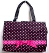 Black / Hot Pink Polka Dot Handbag Tote Rockabilly