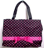 Black / Hot Pink Polka Dot Handbag Tote Rockabilly