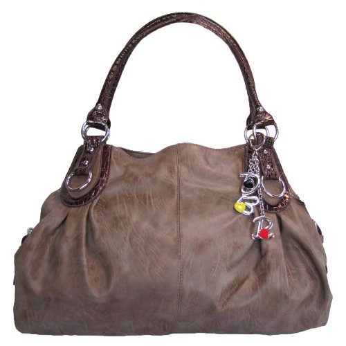 Large Charm Hobo Handbag (Dove Brown)