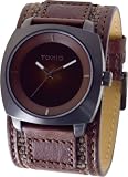 Mens Brown Wide Leather Cuff Fashion Watches by Toxic TXL-30046-Q-RL