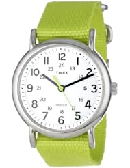 Timex Unisex T2P1459J "Weekender" Bright Green Slip Thru Nylon Strap Casual Watch