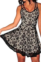 Sexy V-neck Corset   Waistline Babydoll Polyester/Spandex Lace  Dress