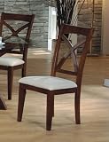 Set of 2 Contemporary Cross Designed Cherry Finish Dining Chairs
