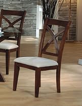 Set of 2 Contemporary Cross Designed Cherry Finish Dining Chairs