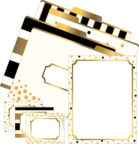 Barker Creek - Office Products Get Organized Office Kit - Gold with 12 Fashion File Folders (BC-0113)