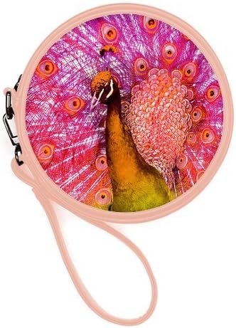 Generic Personalized Gorgeous Peacock Feather for Round Makeup Bag
