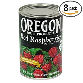 Oregon Fruit Red Raspberries in Syrup, 15-Ounce Cans (Pack of 8)