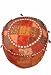 Unique Indian Hand Crafted Cotton Ottoman Stool or Floor Cushion Cover Adorn with Multi Colored Patch, Embroidery & Mirror Work (It Comes Unfilled)