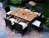 Bellagio Dining Table & Chairs Rattan/Teak Patio Set
