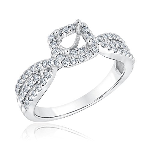 Square Halo Round Diamond Semi-Mount 1/2ctw - Size 8
