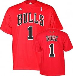 Derrick Rose adidas Red Name and Number Chicago Bulls T-Shirt