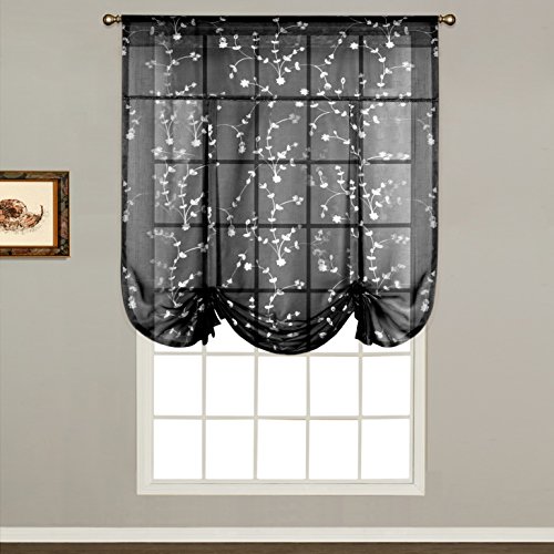 United Curtain Savannah Tie Up Shade, 40 by 63-Inch, Black