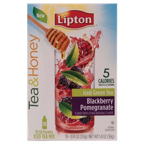 Lipton Beverage Tea and Honey Green Tea Blackberry Pomegranate Iced Tea Mix,10 ct (1 Box)