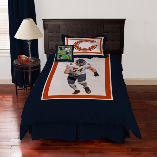 NFL Biggshots Bedding - Chicago Bears Brian Urlacher Comforter Set and Toss Pillow, Twin