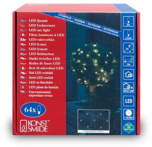 Konstsmide 3749-103 LED Lichternetz (64 warm wei&szlig;e Dioden, 2x2 Meter, 24V Au&szlig;entrafo, 1.92 Preisvergleich