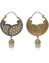 925 Sterling Silver Gold Plated Pearl And Cz Polki Handmade Designer Females New Fashion Earrings Jewelry